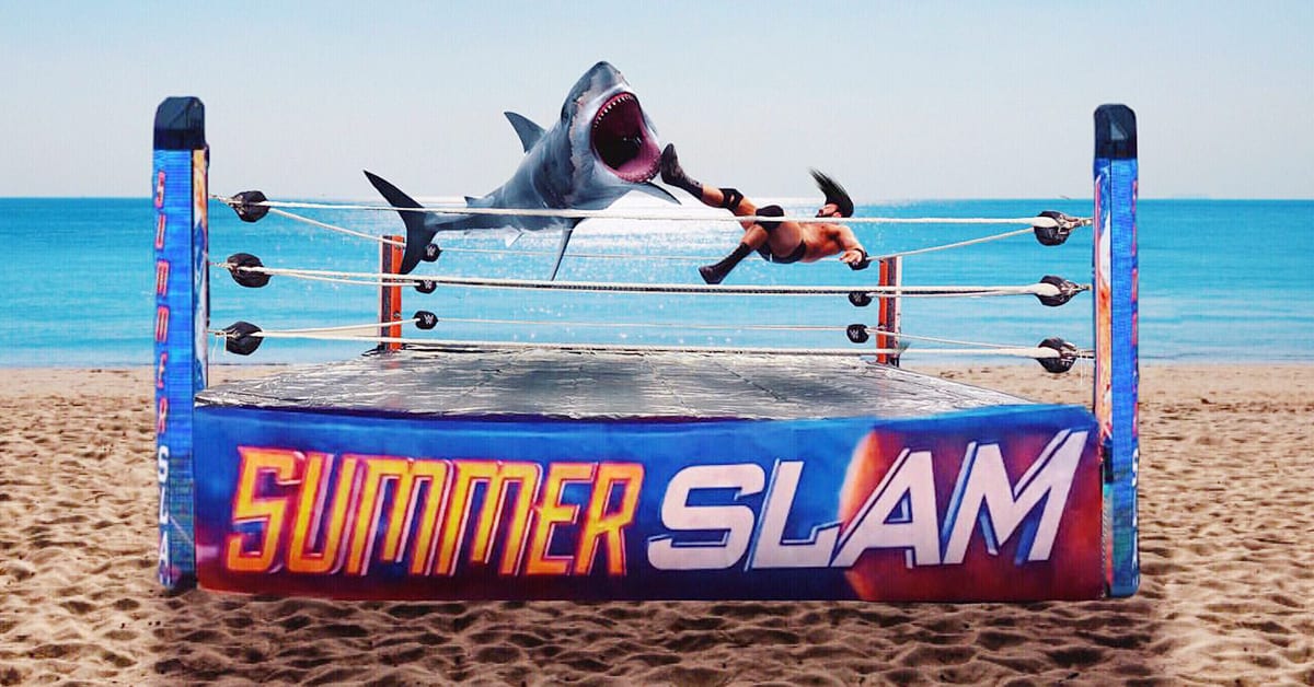 WWE SummerSlam Beach Drew McIntyre Claymore Kick Graphic