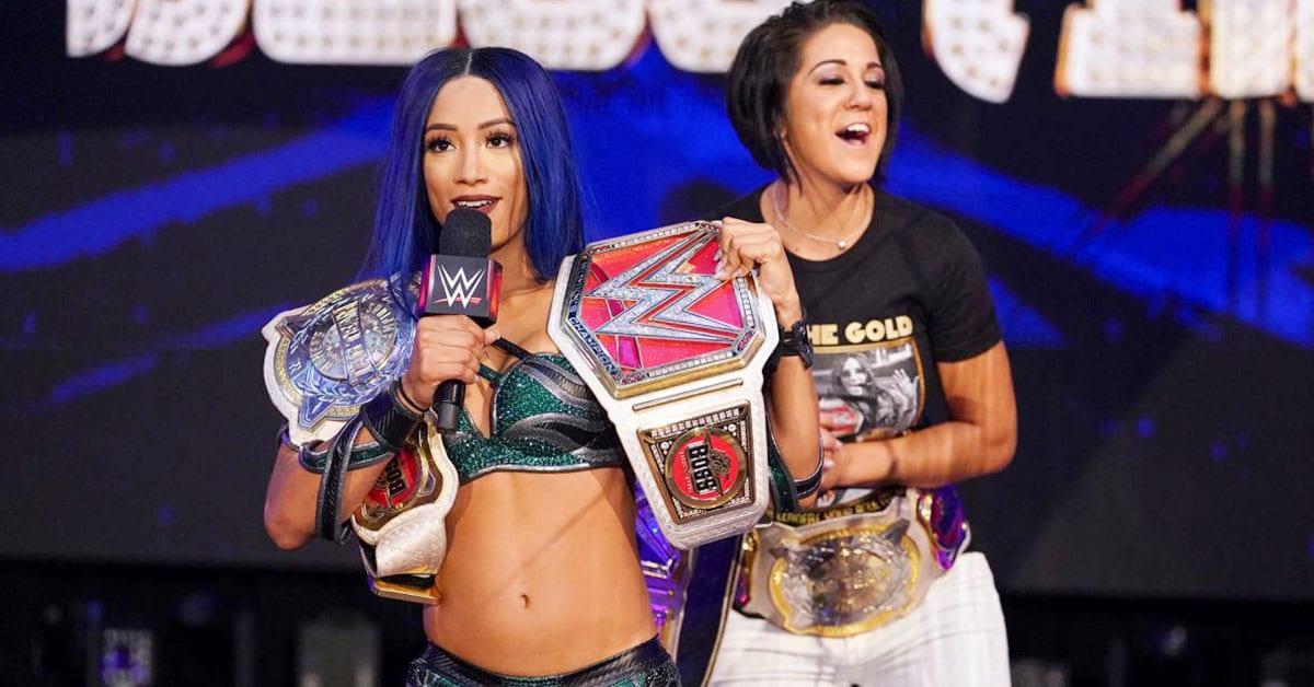RAW Women's Champion Double Champion Sasha Banks Hot Stomach Bayley