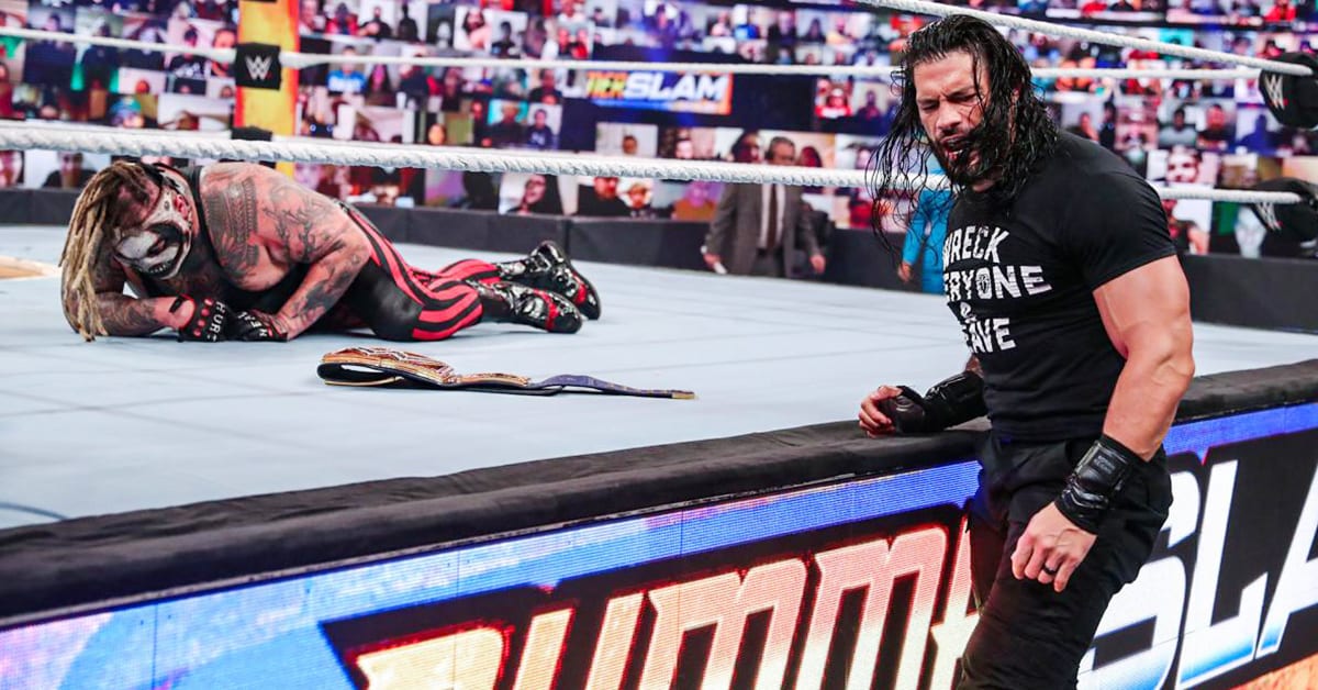 Roman Reigns Muscular Jacked Ripped Body Physique Returns At WWE SummerSlam 2020 Universal Champion The Fiend Bray Wyatt