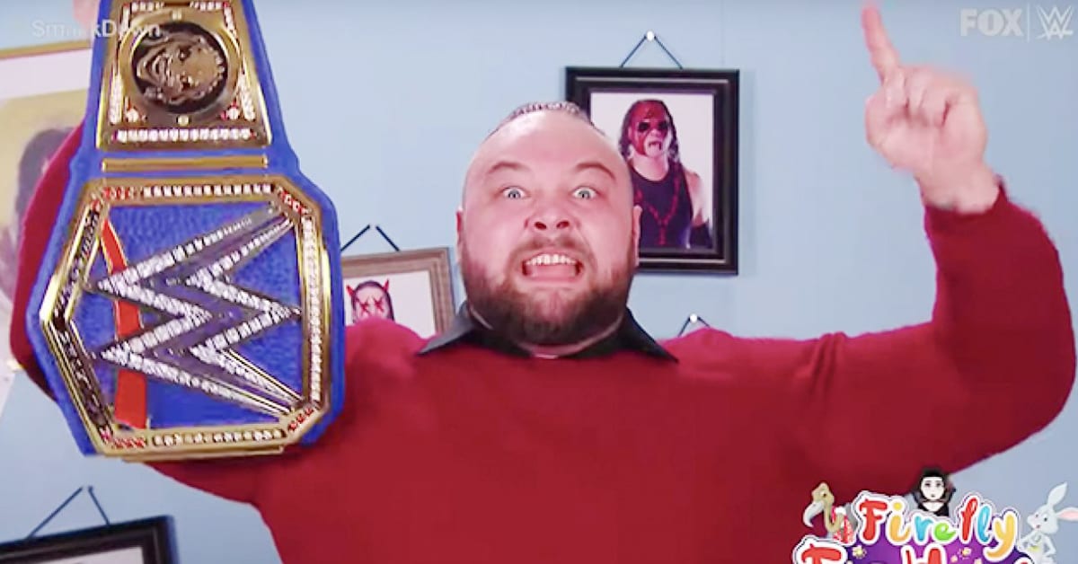 Bray Wyatt Celebrates With The Blue Universal Championship Title Belt On Firefly Fun House