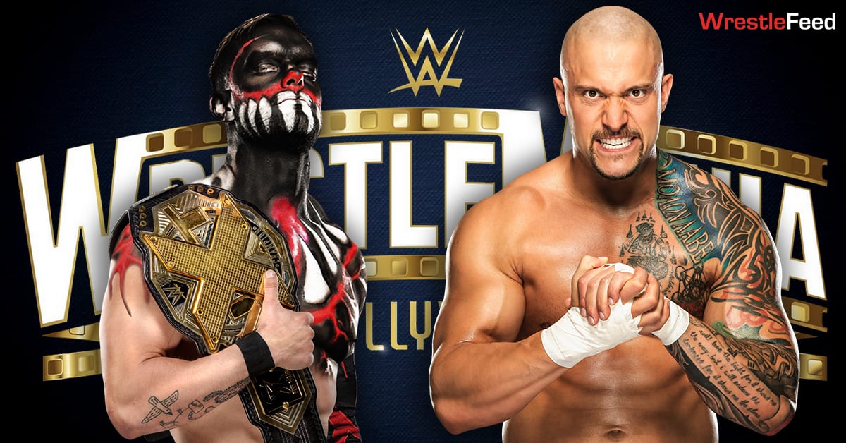 Demon King Finn Balor vs Karrion Kross NXT Championship Match WrestleMania 37 Graphic WrestleFeed App