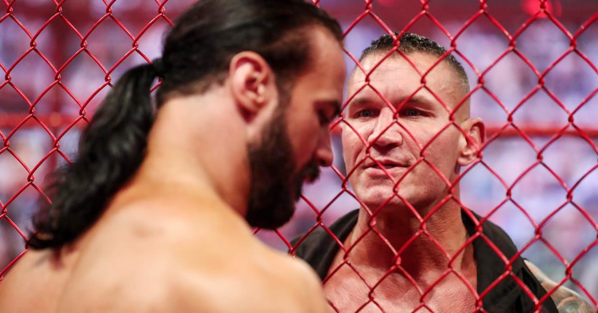 Drew McIntyre Randy Orton Face To Face Hell in a Cell cage on RAW Season Premiere