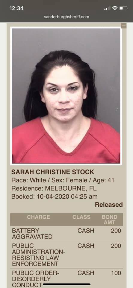 Sarah Stock Mugshot Arrested