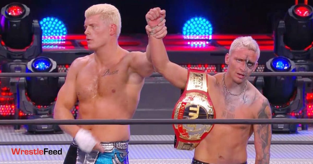 Darby Allin Wins TNT Championship Cody Rhodes Raises His Arm AEW Full Gear 2020