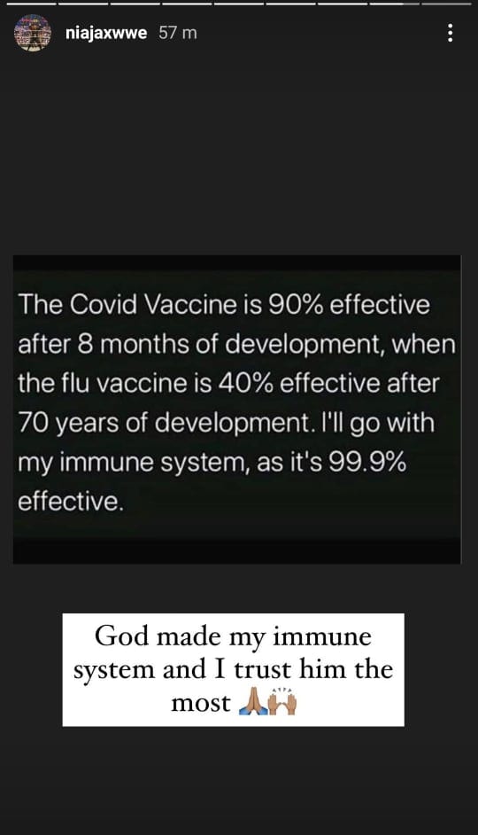 Nia Jax Says She Doesn't Need COVID-19 Vaccine