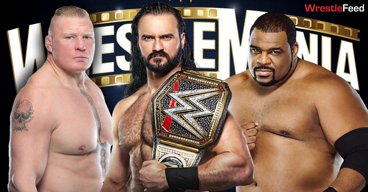 Drew McIntyre vs Brock Lesnar vs Keith Lee WWE Championship Triple Threat Match WrestleMania 37 WrestleFeed App