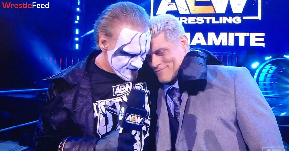 Sting Hugs Cody Rhodes On AEW Dynamite WrestleFeed App