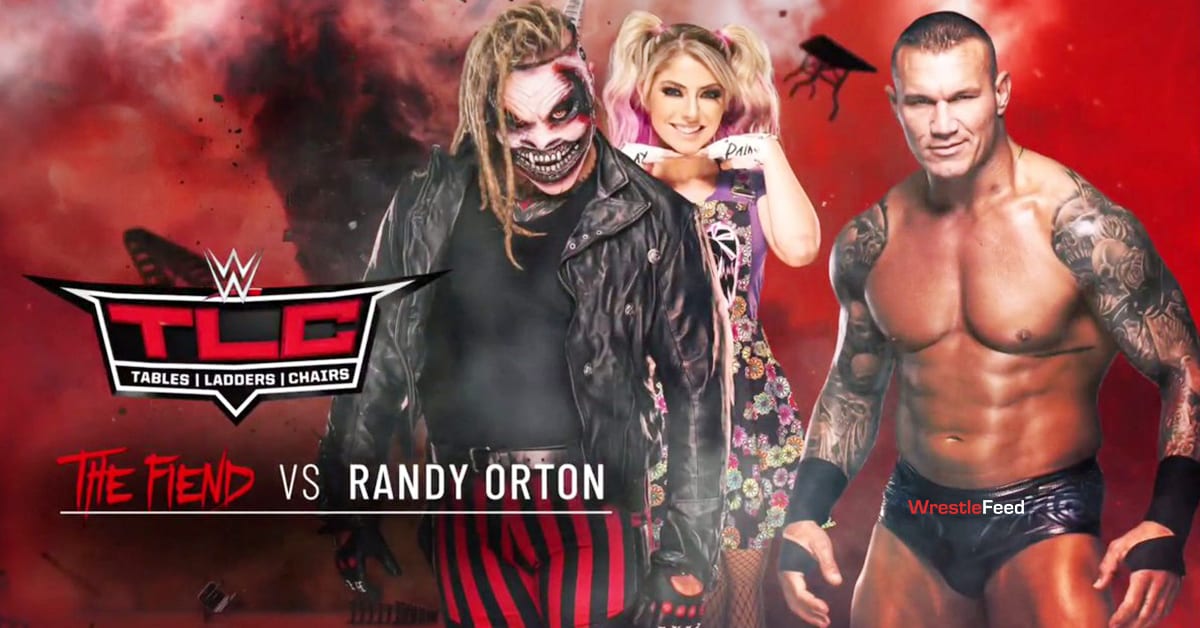 The Fiend Bray Wyatt (with Alexa Bliss) vs Randy Orton WWE TLC 2020 Official Graphic WrestleFeed App