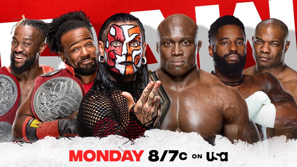 The New Day Kofi Kingston Xavier Woods Jeff Hardy vs The Hurt Business Bobby Lashley Cedric Alexander Shelton Benjamin WWE RAW