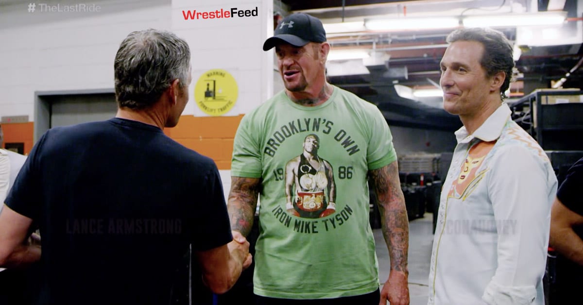 Lance Armstrong The Undertaker Matthew McConaughey Backstage In WWE The Last Ride Docuseries WrestleFeed App