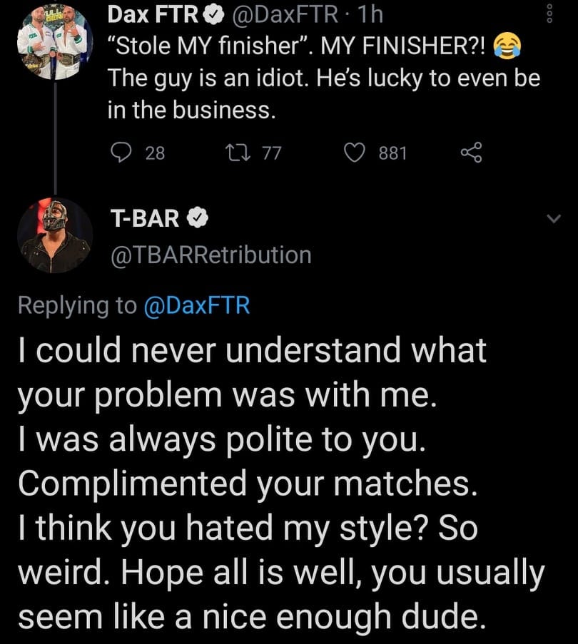 T-Bar Doesn't Understand Dax Harwood's Problem With Him