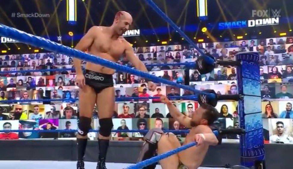 Cesaro Fist Bump Daniel Bryan Respect WWE SmackDown February 2021