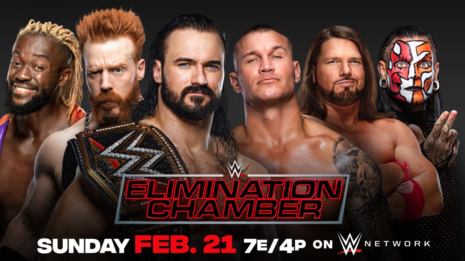 WWE Championship Elimination Chamber Match 2021 Kofi Kingston Sheamus Drew McIntyre Randy Orton AJ Styles Jeff Hardy