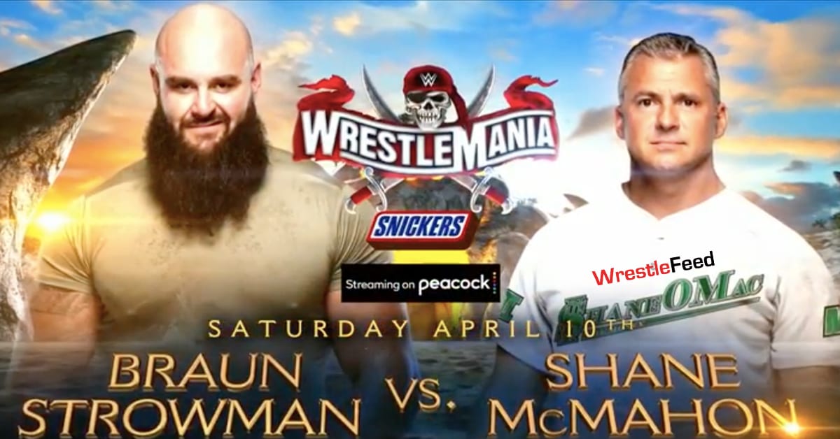 Braun Strowman vs Shane McMahon WrestleMania 37 Official WWE Graphic WrestleFeed App