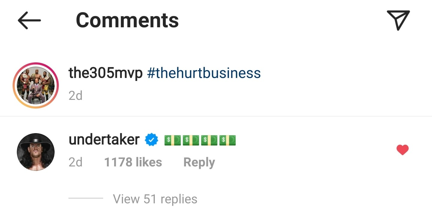 The Undertaker Reacts To The Possible Bobby Lashley vs Brock Lesnar Match On MVP's Instagram Post