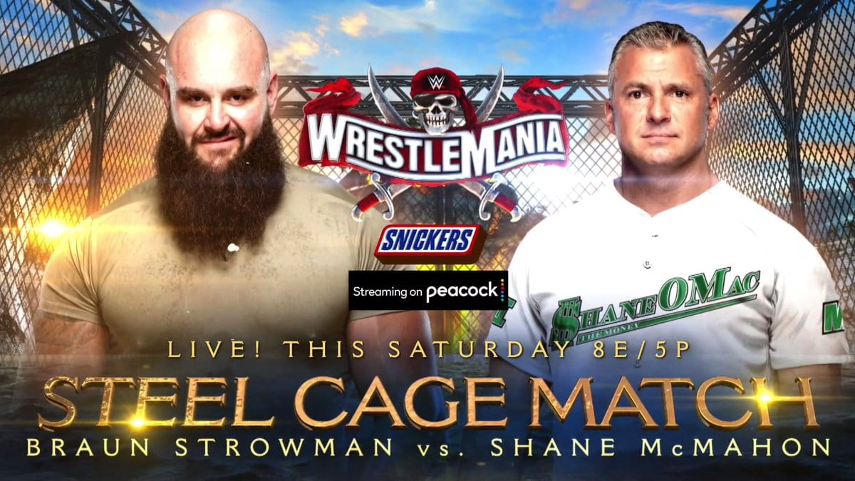 Braun Strowman vs Shane McMahon Steel Cage Match Graphic WrestleMania 37