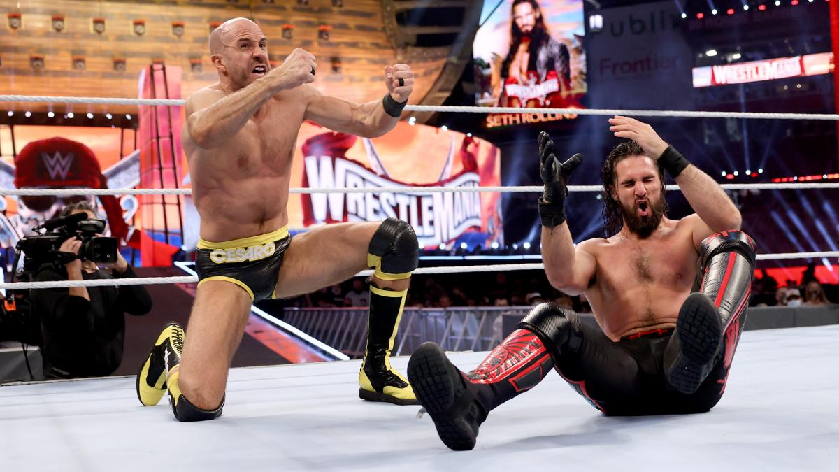 Cesaro Seth Rollins WrestleMania 37 Photo