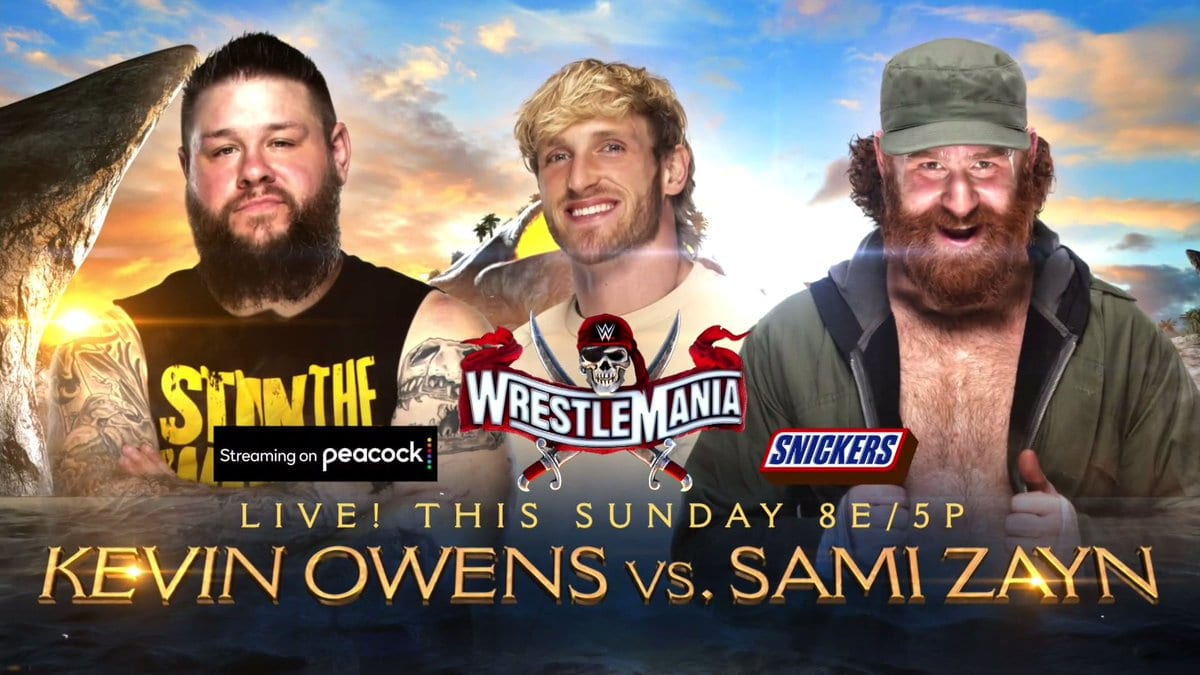 Kevin Owens Logan Paul Sami Zayn WrestleMania 37 Graphic