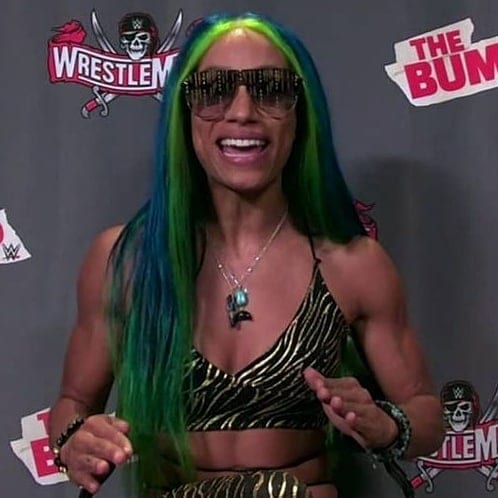 Sasha Banks Blue Green New Hair Wig For WrestleMania 37 Night 1 Main Event
