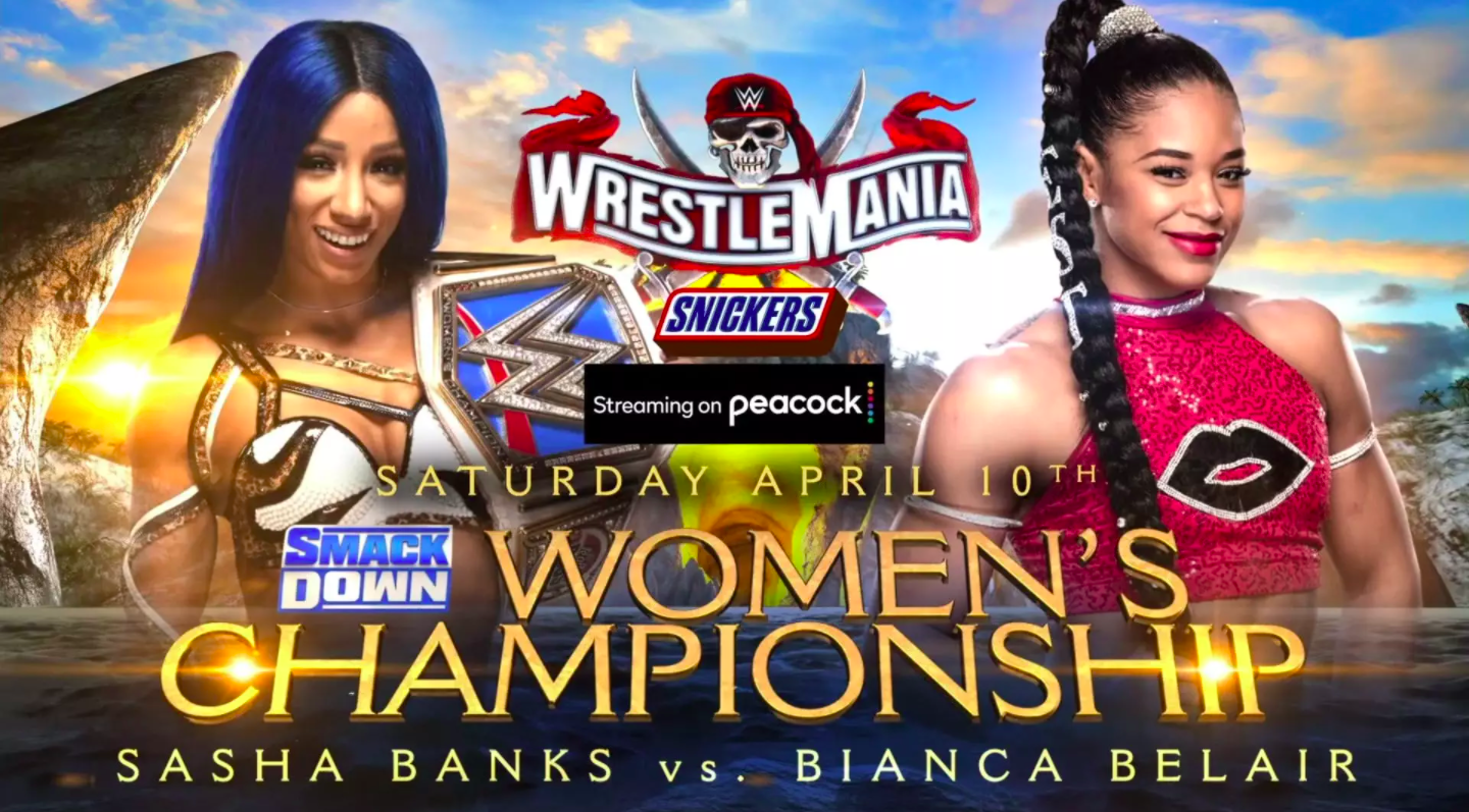 Sasha Banks vs. Bianca Belair WrestleMania 37 Graphic