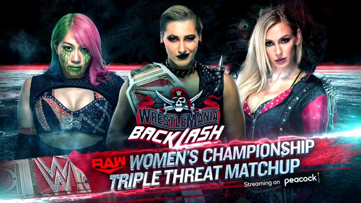 Asuka Rhea Ripley Charlotte Flair Official WrestleMania Backlash Graphic