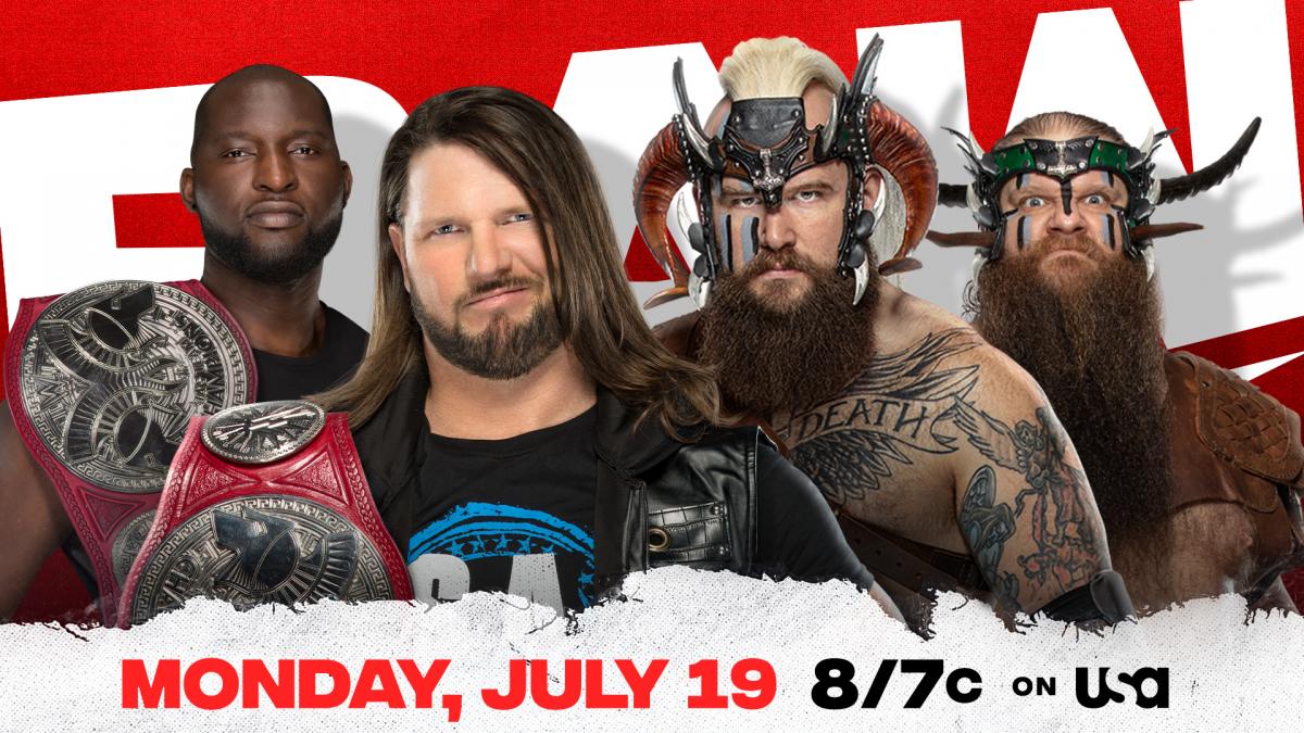 AJ Styles & Omos vs The Viking Raiders WWE RAW Tag Team Championship Match Graphic July 19 2021