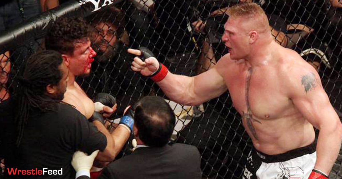 Brock Lesnar Angry At Frank Mir UFC 100 WrestleFeed App