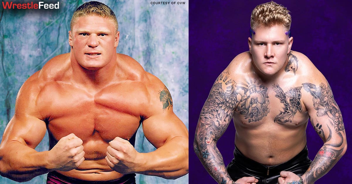 Brock Lesnar Parker Boudreaux Same Flexing Pose Muscles Physique Comparison WrestleFeed App