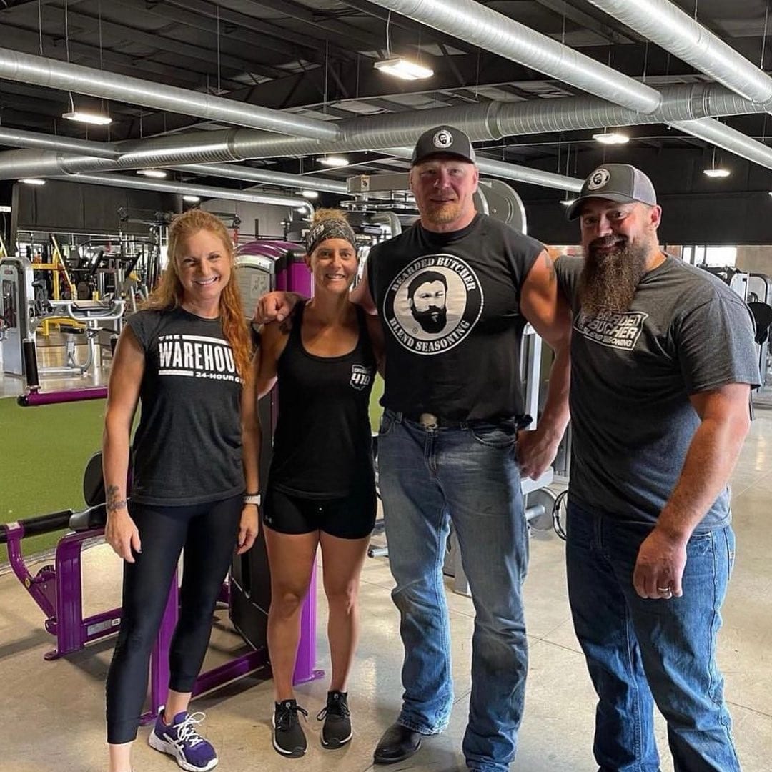 Brock Lesnar in the gym with Bearded Butcher July 2021