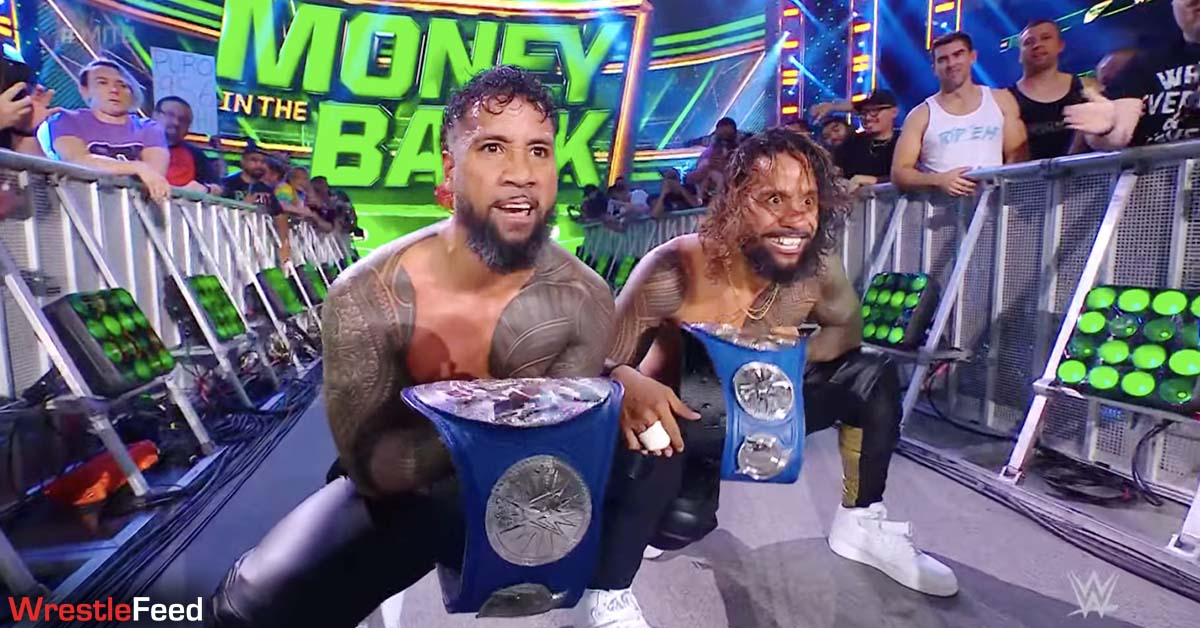 The Usos win SmackDown Tag Team Championship WWE Money In The Bank 2021 Kickoff Show