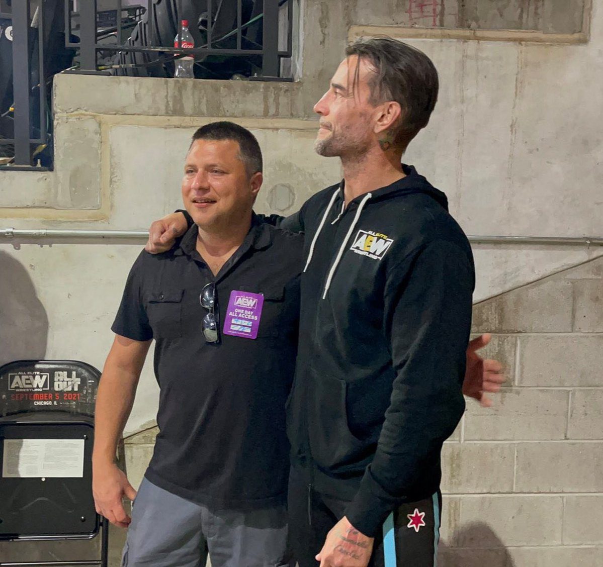 Crying CM Punk Guy met CM Punk backstage at AEW All Out 2021 PPV