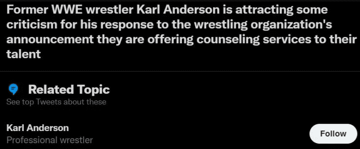Karl Anderson Trends On Twitter After Ripping WWE For Offering Mental Health Counseling To Wrestlers