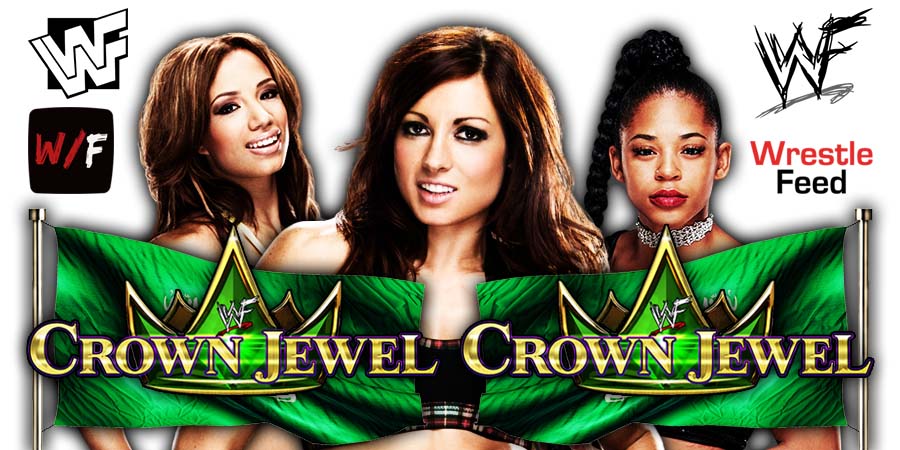 Becky Lynch vs Sasha Banks vs Bianca Belair WWE Crown Jewel 2021 WrestleFeed App