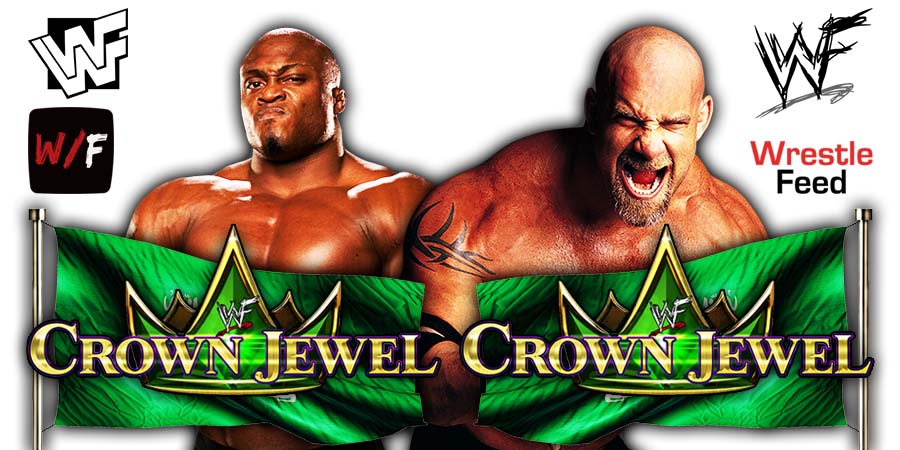 Goldberg defeats Bobby Lashley at Crown Jewel 2021 WrestleFeed App