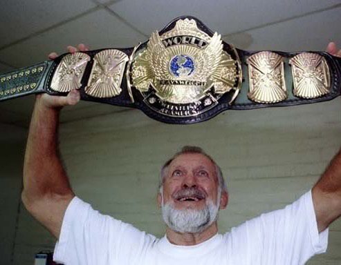 Reggie Parks With The Winged Eagle WWF Championship Title Belt