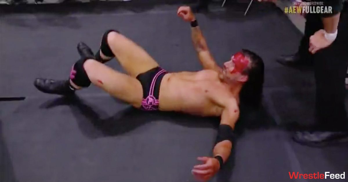 Adam Cole Busted Open Bleeding AEW Full Gear 2021 WrestleFeed App