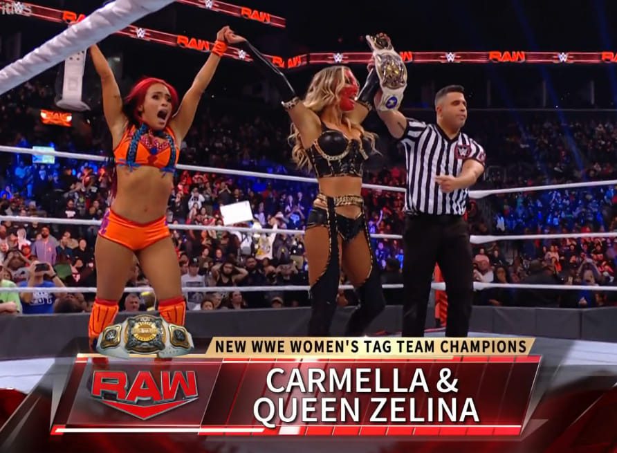 Queen Zelina Vega Carmella Win WWE Women's Tag Team Championship On RAW After Survivor Series 2021