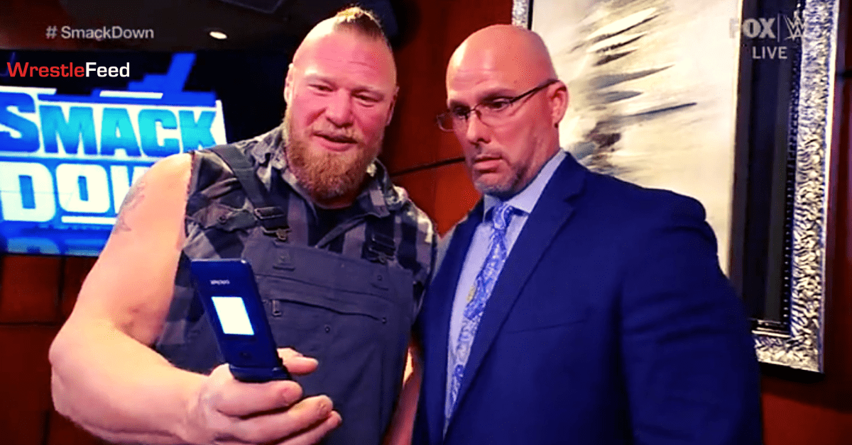 Brock Lesnar Flip Mobile Phone Adam Pearce WWE SmackDown December 10 2021 WrestleFeed App