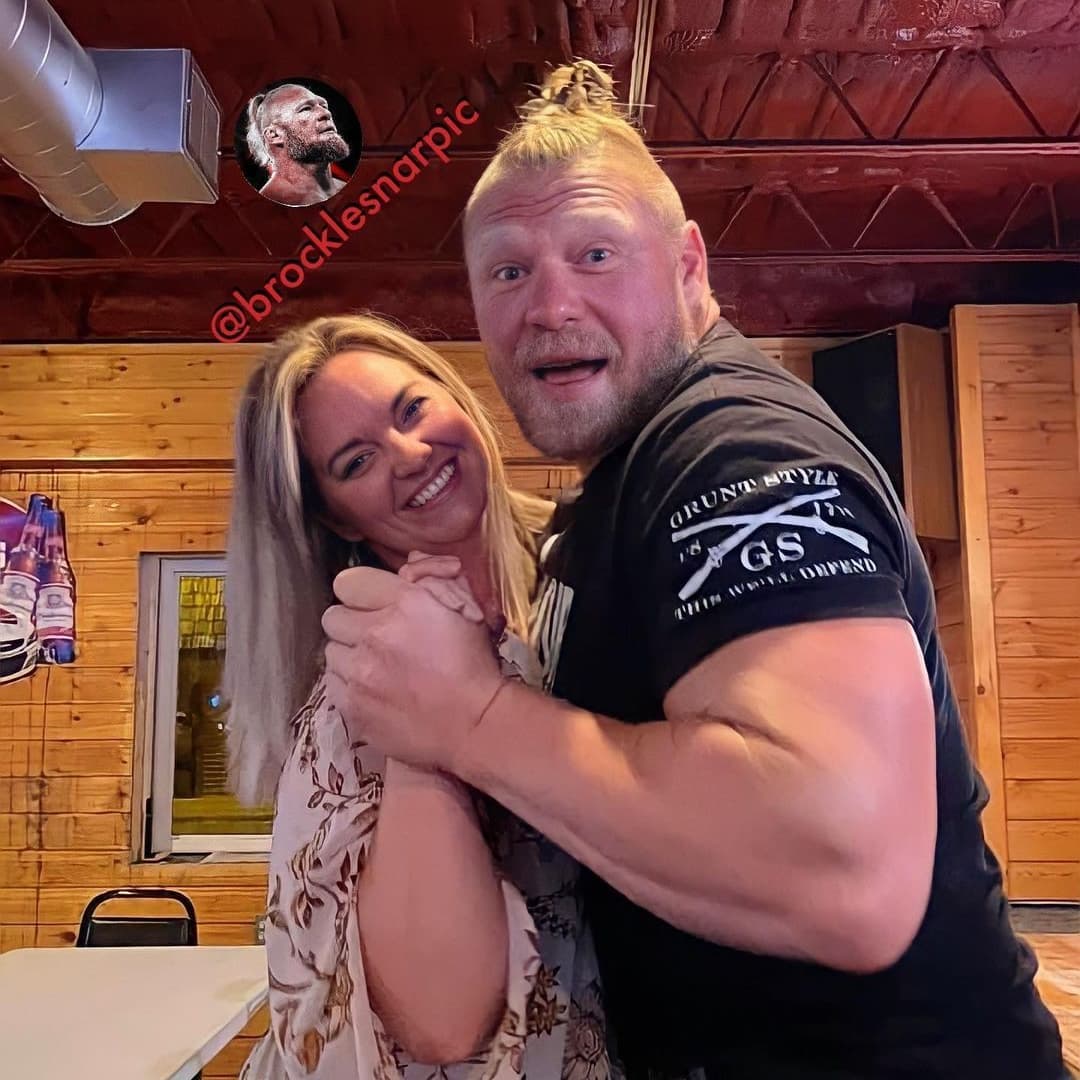 Brock Lesnar with his High School Crush Smiling Happy Rare Photo Pic December 2021