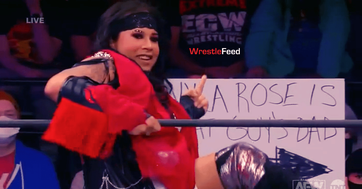 Nyla Rose Shows Middle Finger To A Fan Holding Up Transphobic Sign At Her On AEW Dynamite WrestleFeed App