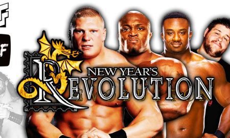 Brock Lesnar defeats Big E Kevin Owens Seth Rollins Bobby Lashley WWE Day 1 WrestleFeed App