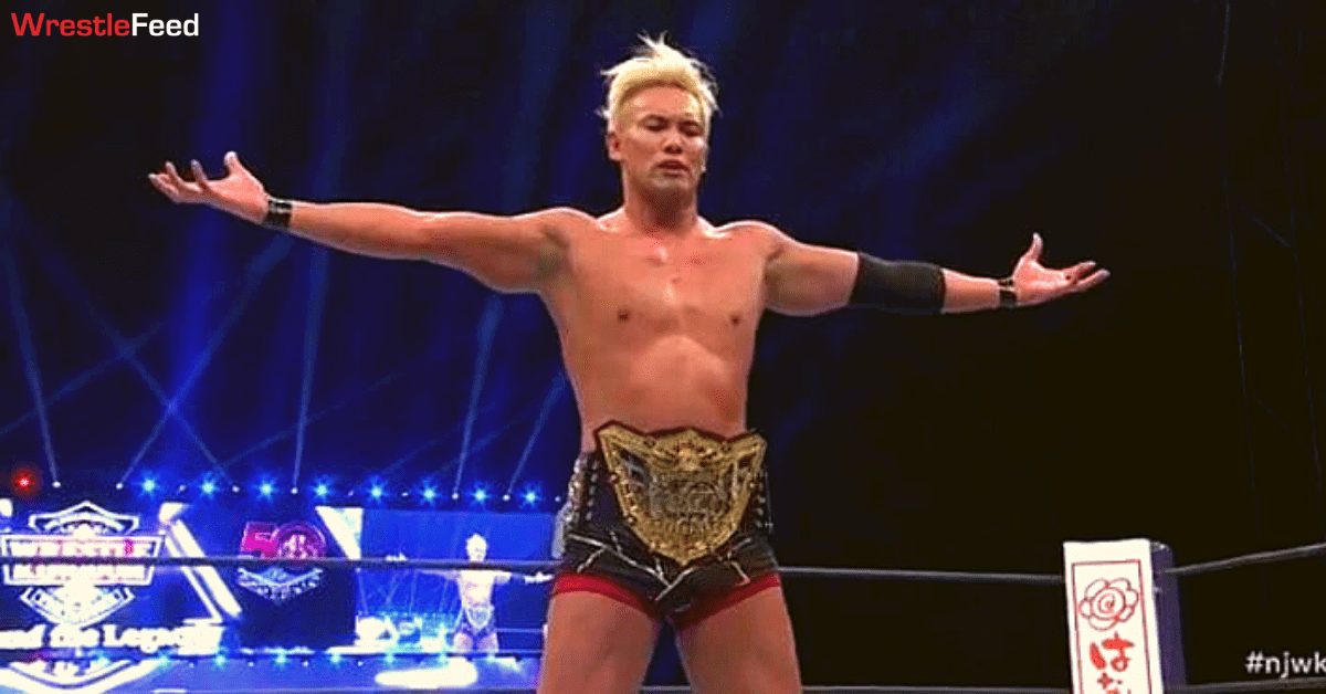Kazuchika Okada wins the IWGP World Heavyweight Championship at NJPW Wrestle Kingdom 16 Night 1 WrestleFeed App
