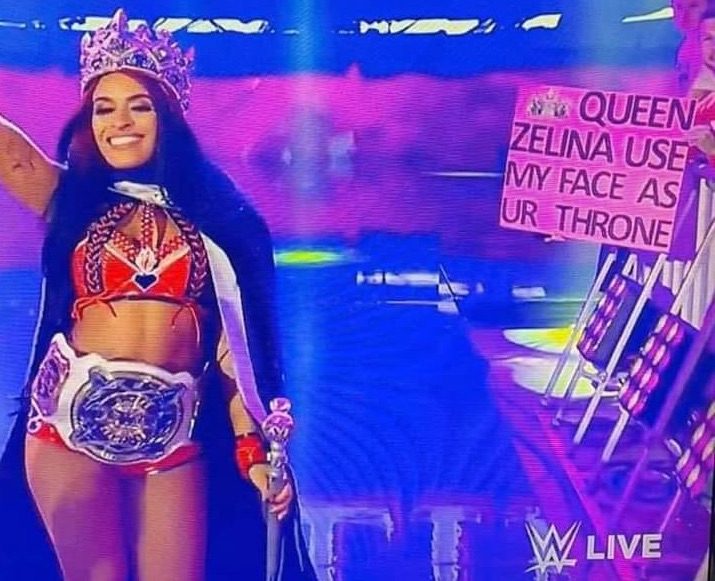 Lo striscione del fan dedicato a Queen Zelina (Foto: WWF Old School)