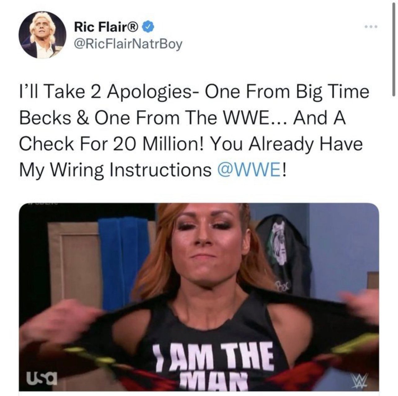 Ric Flair Demands An Apology From Becky Lynch, Wants $20 Million From WWE