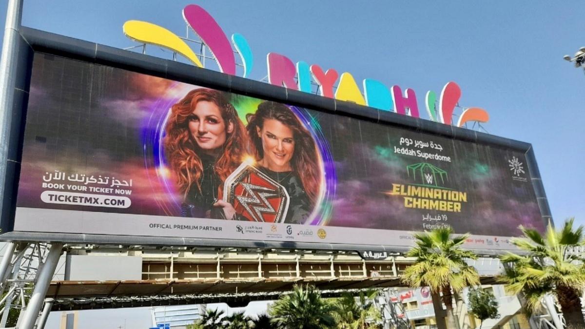 WWE Elimination Chamber 2022: Lita And Becky Lynch Appear On Saudi Arabia Billboards 1