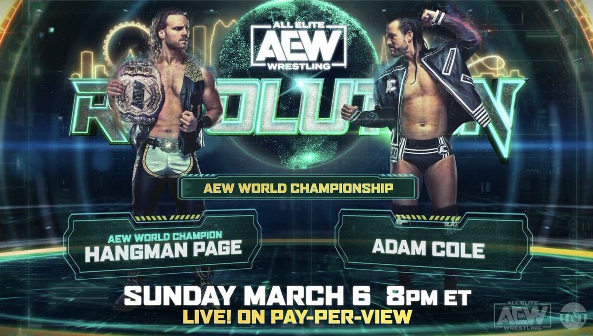 Hangman Adam Page vs Adam Cole AEW Revolution 2022 Graphic