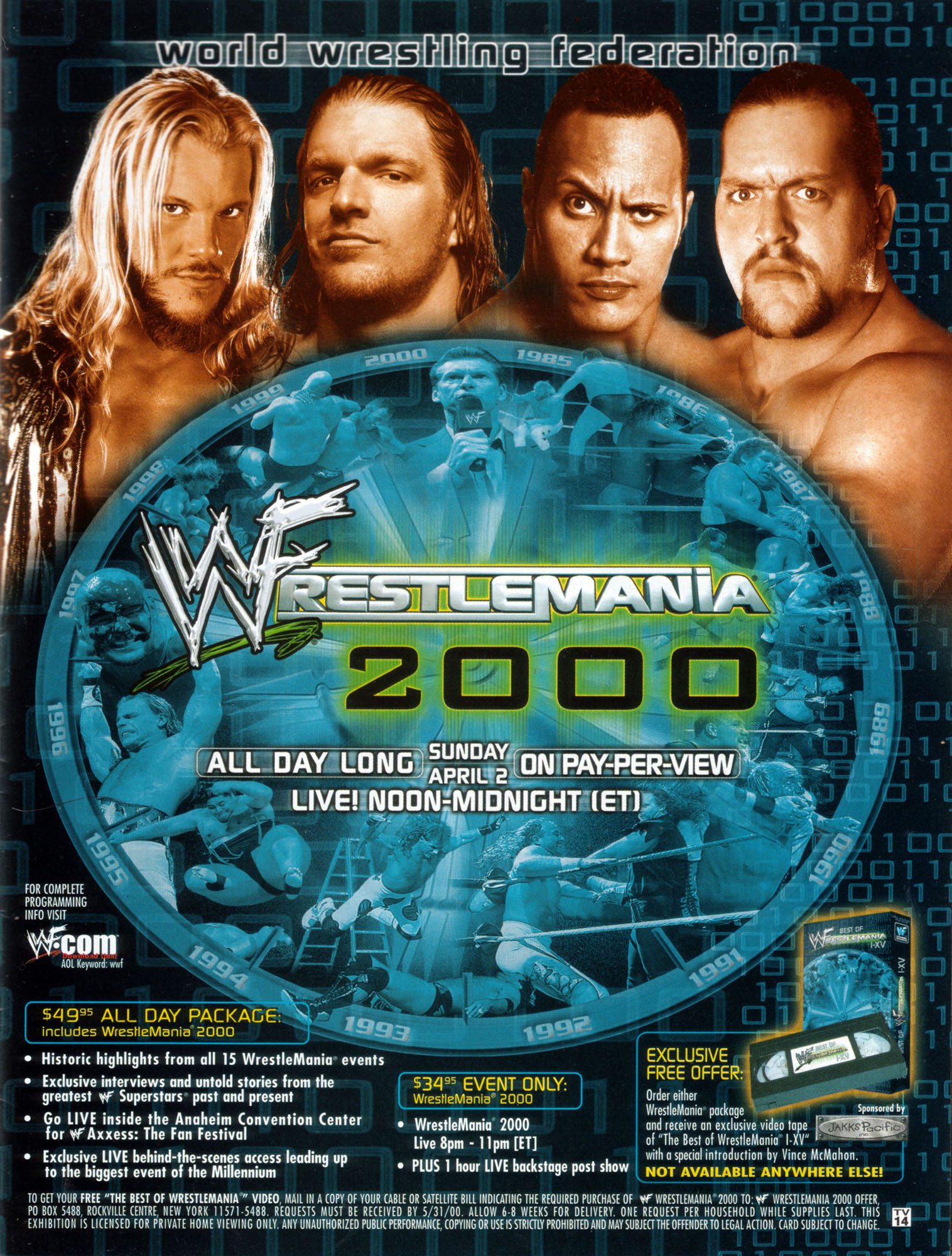 Chris Jericho On The WWF WrestleMania 16 Poster Main Event 2000