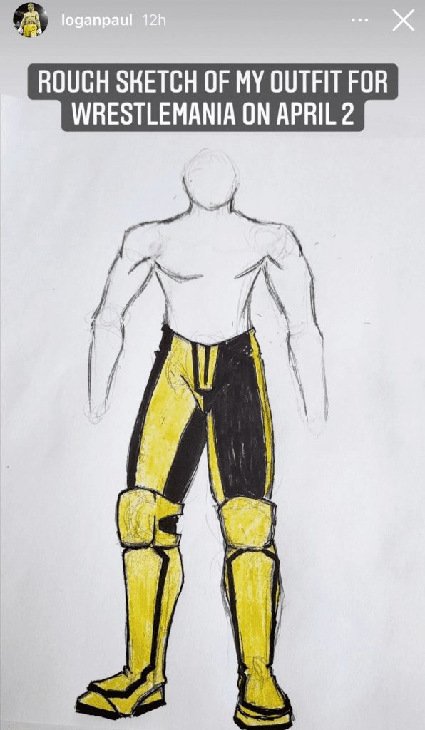 Logan Paul WrestleMania 38 Ring Gear Rough Sketch