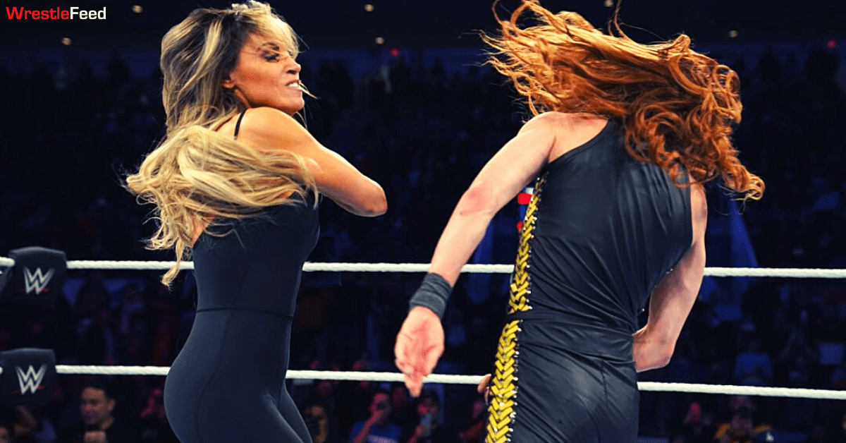 Trish Stratus Slaps Becky Lynch WWE Live Event March 27 2022 Toronto Ontario Canada WrestleFeed App