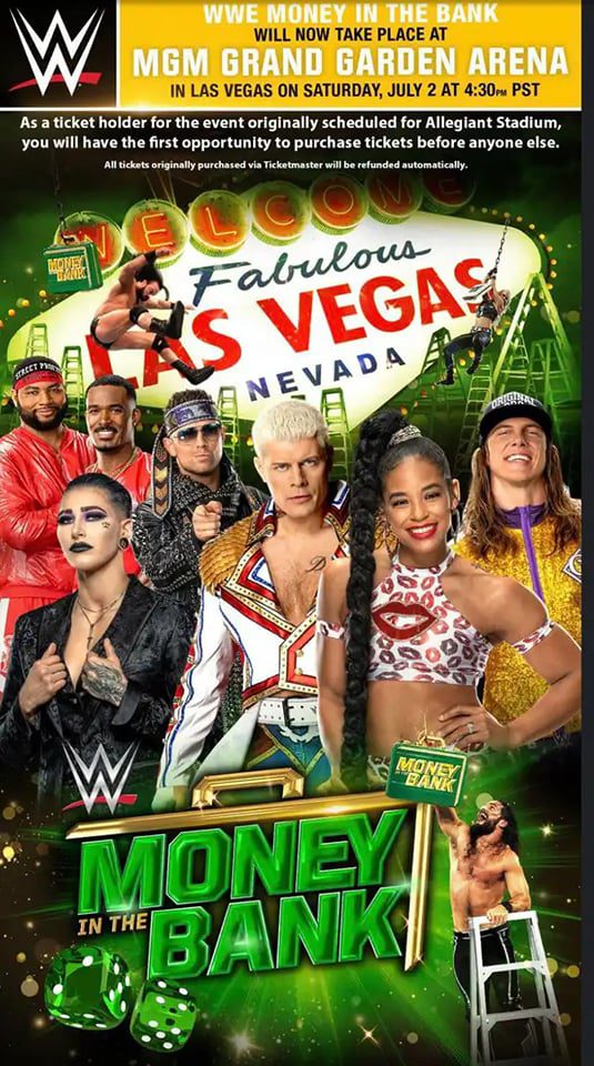 Money In The Bank 2022 Moved From Allegiant Stadium To MGM Grand Garden Arena